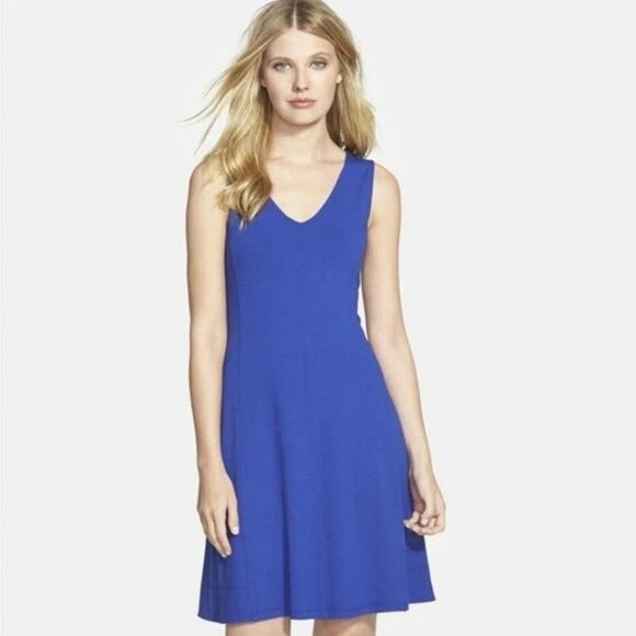 EILEEN FISHER Women's Sz Large Jersey Sleeveless Tank Swing Dress Adriatic Blue - Picture 1 of 13